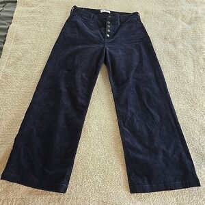 Gap High Stride Button-fly Corduroy Pants Blue Wide Leg Size 32/14 Short
